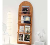 JS Space Portariviste da Terra in Legno Massello a 3/4 Livelli, Espositore per Brochure e Giornali, Porta Riviste e Documenti per Ufficio, Soggiorno, Scuola o Sala D’attesa Cherry Wood L