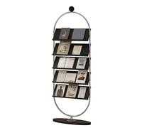 JS Space Portariviste da Terra in Legno Massello, Espositore per Brochure e Cataloghi, Porta Giornali e Libri per Ufficio, Sala D’attesa, Negozio o Fiera black