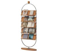 JS Space Portariviste da Terra in Legno Massello, Espositore per Brochure e Cataloghi, Porta Giornali e Libri per Ufficio, Sala D’attesa, Negozio o Fiera brown