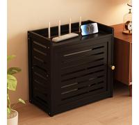 JS Space Scatola portaoggetti in legno per router WiFi Copertura per scaffale Decorativa Scatola per proiettore Scatola per proiettore Scaffale Controsoffitto Copertura per alimentazione Arma Black L