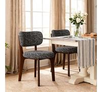 JS Space Set 2 Sedie Sala da Pranzo Imbottite Moderne Alto in Tessuto Eleganti Gambe in Massello Alto per Camera da Letto, Soggiorno, Sala da Pranzo Walnut + Black 2pcs