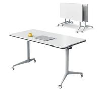 JS Space Tavolo da conferenza pieghevole con piano ribaltabile, tavoli da conferenza pieghevoli con ruote silenziose, tavoli per seminari, riunioni dinamiche, formazione, rettangolari modulari