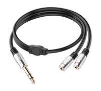 JSADZKJ 1/4 TRS Stereo a Dual 3,5 mm Cavo audio split, da 6,35 mm TRS a Dual 1/8 Femmina Prolunga 1/4 Maschio a 2 x 1/8 Femmina Cavo altoparlante per stereo, chitarra, ricevitore AV 1,64 Ft