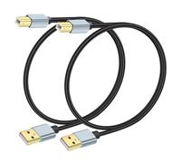JSADZKJ 1FT Cavo stampante USB A a USB B 2.0 Tipo A maschio a B maschio Cavo stampante USB 2.0 ad alta velocità adatto a laptop,stampante,scanner,pianoforti digitali,controller MIDI (2 pezzi)