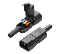 JSADZKJ Adattatore per presa di corrente a connessione rapida IEC C14 a 3 pin confezione da 2 pezzi Connettore di alimentazione CA staccabile C14 da 10 A 250 V per computer,server,stampanti (C14)