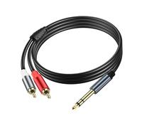 JSADZKJ Cavo audio da 6,35 mm a 2 RCA - 1/4 pollici TRS Mono maschio a RCA maschio - Adattatore Y Splitter stereo - 5,9 FT