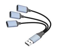 JSADZKJ Splitter USB 3 in 1, cavo di prolunga USB A maschio a 3 femmina, cavo di ricarica multi-porta USB 2.0, compatibile con unità flash, tablet, mouse, fotocamera, telefono, 17 cm (1 a 3)