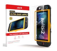 JSAUX 3 Pezzi Pellicola Vetro Temperato per Nintendo Switch 2 (2025), Protezione Schermo Ultra HD con Durezza 9H, Antigraffio, Copertura Totale, Installazione Facile con Telaio di Montaggio