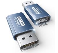 JSAUX Adattatore DisplayPort a HDMI 4K, 2 Pezzi DP a HDMI Convertitore PC a Monitor, UHD 4K@30Hz/2K@60Hz/1080P@120Hz, DP a HDTV Compatibile con DELL, HP, GPU, AMD, NVIDIA, Desktop - Blu