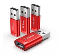 JSAUX Blocco dati USB C, confezione da 4 pezzi, per la ricarica, protegge da hacker e virus, protegge la privacy e la sicurezza dei dati, rosso