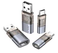 JSAUX Blocco Dati USB e Blocco Dati USB C(4 Pezzi), Data Blocker Trasparente Tipo A e Tipo C Solo per la Carica, Protezione Contro il Juice Jacking, Rifiuto dell'hacking e Ricarica Sicura
