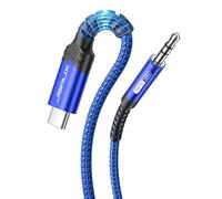 JSAUX Cavo adattatore da USB C a jack AUX da 1M, cavo Aux intrecciato in nylon USBC a 3,5mm per auto e cuffie compatibile con iPhone 16/15 Pro Max, Galaxy S24/S23/S22 Ultra, iPad Pro, Huawei P40 - Blu