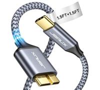 JSAUX Cavo da micro B a USB C per disco rigido da 10 Gbps (0.5m+0.5m), cavo da USB C a micro B, cavo USB C a disco rigido esterno, compatibile con Seagate WD Westgate, iPhone 15, MacBook Pro/Air
