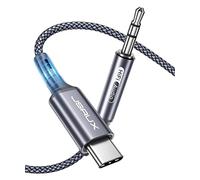 JSAUX Cavo da USB C a Aux 1M, Adattatore USB C a 3,5 mm Jack Audio Aux Cavo Cuffia per Huawei P40/P30/P20/Mate20, Samsung Galaxy S22/S21/S20/Note20/Note10+ Grigio