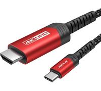 JSAUX Cavo da USB C a HDMI, 5 m (4K a 60 Hz), cavo da USB 3.1 tipo C a HDMI 2.0, HDR, HDCP 2.2 compatibile con iPhone 16/16 Plus/16 Pro/16 Pro Max, Galaxy S23 S22 S21, iPad Pro, rosso