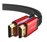 JSAUX Cavo HDMI 4K 5 Metri [60Hz, 2.0, 18Gbps] Piatto Ad Alta Velocità, Nylon Intrecciato, Supporto 3D HDR UHD 2160p 1080p Ethernet ARC per PS3/4 TV PC, Rosso