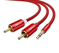 JSAUX Cavo RCA Jack 3,5mm a 2 RCA Maschio Audio Stereo in Nylon Compatible con Smartphone, PC, TV, Tablet, MP3, iPod, DVD, Amplificatore, HiFi Stereo, Home Theater -2M rosso