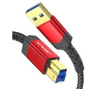JSAUX Cavo USB 3.0 B [2 M 5 Gbps] da USB A a USB Tipo B in Nylon Intrecciato Compatibile con Docking Station, Hub USB 3.0, Hard Disk Esterni, Scanner, Stampante, ecc-Rosso