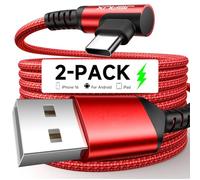 JSAUX Cavo USB C [confezione da 2 pezzi], 3,1 A tipo C, cavo di ricarica rapida ad angolo retto, compatibile con Samsung Galaxy S24 S23 S22 S21 S20 S10 S9 S8 A51 A13, Note 20 10, iPhone 15 Pro Max,