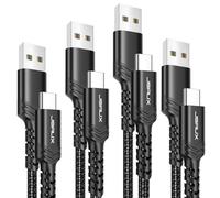 JSAUX Cavo USB tipo C [4 pezzi 1M 1M 2M 3M] Cavo USB A a USB C 3.1AUSB Type C Ricarica Rapida Cordone di Ricarica Intrecciato Per iPhone 16/15 Pro Max Samsung Galaxy S24 S23 S22 S20 A54 Pixel Nero