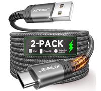 JSAUX Cavo USB Type-C Ricarica Rapida 3,1A [2 Pezzi, 2M+2M] Cavo USB-C Nylon Intrecciato per Samsung Galaxy S23 S22 S20 S10 S9 S8, A13 A53 A52 A73, Xiaomi Redmi Note 11 10, HUAWEI P50 P40-Grigio