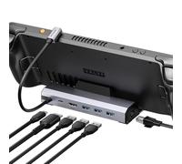 JSAUX Docking Station compatibile con Steam Deck/ROG Ally X/Legion Go/MSI Claw, Dock 6-in-1 con HDMI 4K@120Hz, Ethernet Gigabit, 3 USB-A 3.0 e Ricarica da 100W, Compatibile con Steam Deck OLED-HB0603