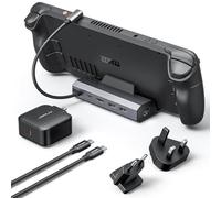 JSAUX Docking station per Steam Deck OLED 2023/ROG Ally/Legion Go, Steam Deck Dock 5 in 1 con HDMI 2.0 4K@60Hz, Ethernet 100Mbps, doppia porta di ricarica USB-A 2.0 e USB-C da 100 W (grigio (con