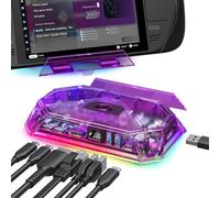 JSAUX Docking Station RGB Compatibile con Steam Deck (OLED)/ROG Ally/Legion Go, Dock Steam Deck 8 in 1 con HDMI 4K@60Hz, Gigabit Ethernet, Tipo C 3.0, Dual Tipo A 3.0, Ricarica 100W - Ametista