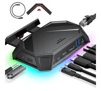 JSAUX HB1201S - Docking station RGB per Steam Deck (OLED)/ROG Ally/Legion Go, docking station portatile 12 in 1 con HDMI e DisplayPort Gigabit Ethernet USB C 3.2 USB A 3.2, slot SD/TF