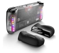 JSAUX Piastra posteriore trasparente RGB compatibile con ROG Ally X, ROG Ally X Case Accessori con impugnatura in silicone e modulo di raffreddamento, guscio di ricambio fai da te