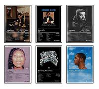 JSBADE Drake Poster con copertina di album, poster con stampa artistica da parete estetica su tela per adolescenti, ragazzi e ragazze, decorazione per la stanza di adolescenti, ragazzi, ragazze, set