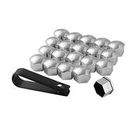 JSCARLIFE 20 tappi per dadi della ruota, copridadi universali per pneumatici, con strumento di rimozione per auto (argento, 17 mm)