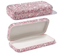 JSCARLIFE Custodia per occhiali da vista, con strass di cristallo di strass, custodia protettiva per occhiali da sole e occhiali da sole, rosa, Etichettalia unica