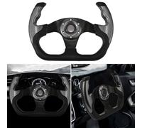 JSCARLIFE Volante universale da corsa, volante profondo alla deriva, 325 mm, 6 bulloni, impugnatura in alluminio con pulsante clacson, per la maggior parte dei veicoli, auto da corsa (nero)