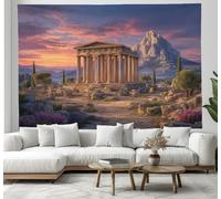 JSCWDET Appeso Arazzo Grande Edifici Della Città Antica Arazzo Da Parete In Tessuto Rovine Del Tempio Greco Decorazione Da Parete Rosa Appendere Al Muro Per Soggiorno Dormitorio,100 X 75 cm