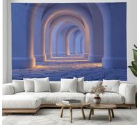 JSCWDET Arazzo Da Parete Grande,Arazzo Telo 150 x 100 cm Arazzi Stile Architettonico Modello Di Corridoio Ad Arco,Leggero Panno Da Parete Appeso Decorazione Per La Casa Soggiorno(Azzurro Chiaro)