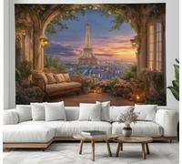 JSCWDET Arazzo Da Parete Vista Della Torre Eiffel Parigi Appeso Biancheria Da Letto Arazzo Paesaggio Urbano Parigi Coperta Da Spiaggia Per Camera Da Letto Soggiorno Decorazione Da Parete 150 X 100 cm