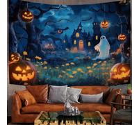 JSCWDET Arazzo Da Parete Zucche A Tema Tapestry Wall Hanging Con Notte Di Halloween Elementi Fantasma,Utilizzato In Camera Da Letto,Soggiorno,Copriletto,Decorazione Murale,230 x 180 cm