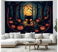 JSCWDET Arazzo Fantasma Carino Zucca,Arazzi Da Parete Scena Nella Foresta Oscura Decorazioni Parete Poliestere Poster Arte Murale Tapestry Per Camera Letto Soggiorno Dormitorio 100L X 75L Cm