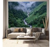 JSCWDET Arazzo Fotografia Naturalistica 100 x 75 cm, Arazzi Appeso Verde,Coperta Arazzo da Letto Valle Verde, Grandi Arte Arazzos per Decorazioni Camera Dorm Soggiorno Casa
