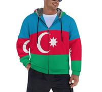 JSCWDET Azerbaigian bandiera nazionale Uomo Felpa con Cappuccio Manica Lunga Felpe con Cappuccio, caldo Hoodies con Cerniera Cappotto Giacca Inverno,S-5XL