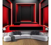 JSCWDET Carta Da Parati 150L × 105A cm Stile Spaziale Futuro Fotomurali 3D Effetto Forme Geometriche Fotomurale Rosso Decorazione Da Grande Parete Fotografica Per Camera Da Letto Soggiorno