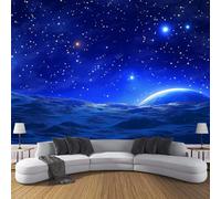 JSCWDET Carta Da Parati 150L × 105A cm Universo Cielo Stellato Fotomurali 3D Effetto Pianeti Spaziali Fotomurale Blu navy Decorazione Da Grande Parete Fotografica Per Camera Da Letto Soggiorno