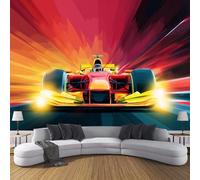 JSCWDET Carta Da Parati 200L × 140A Cm Stile Cartone Animato Fotomurali 3D Effetto Corse Di Formula Fotomurale Rosso Decorazione Da Grande Parete Fotografica Per Camera Da Letto Soggiorno