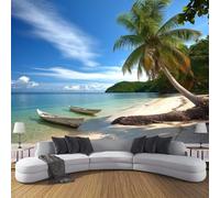 JSCWDET Carta Da Parati Panoramica In Seta, 400L × 280A Cm, Albero Di Cocco, Per Soggiorno Camera Ristorante Camera Dei Bambini E Decorazione Da Parete,Cielo Azzurro