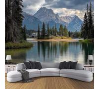 JSCWDET Carta Da Parati Panoramica In Seta, 400L × 280A Cm, Majestic Peaks Pini, Per Soggiorno Camera Ristorante Camera Dei Bambini E Decorazione Da Parete,Verde Foresta