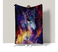 JSCWDET Coperta Con Progetto Di Lupo Nebuloso, 3D, Calda Paesaggio Spaziale Vasto Comoda Per Letto Divano Ufficio Auto Viaggi Campeggio (130×150 Cm, Viola)