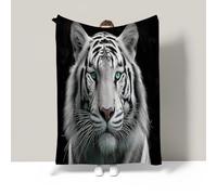 JSCWDET Coperta Di Flanella,3D Illustrazione Della Fauna Selvatica Morbida Leggera Pile Coperte Calda Coperta Tutte Le Stagioni Multifunzionale Per Divano (Tigre Bianca Feroce,220×240 Cm)