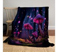 JSCWDET Coperta Di Flanella,3D Scena Di Foresta Oscura Morbida Leggera Pile Coperte Calda Coperta Tutte Le Stagioni Multifunzionale Per Divano (Funghi Luminosi Lucciole,70×100 Cm)