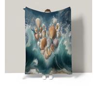 JSCWDET Coperta Di Flanella,3D Tema Oceano Morbida Leggera Pile Coperte Calda Coperta Tutte Le Stagioni Multifunzionale Per Divano (Motivo A Conchiglia A Forma Di Cuore,200×220 Cm)